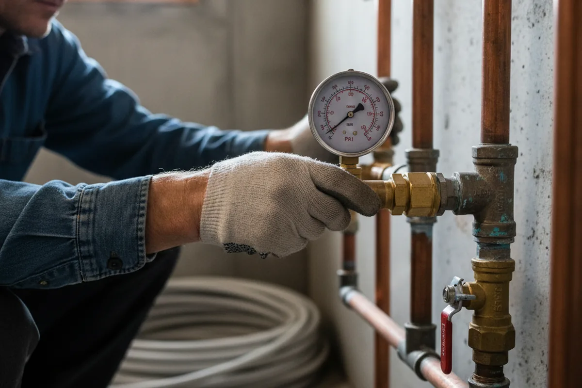Pressure testing a repaired line during Water Line Repair in Copiague
